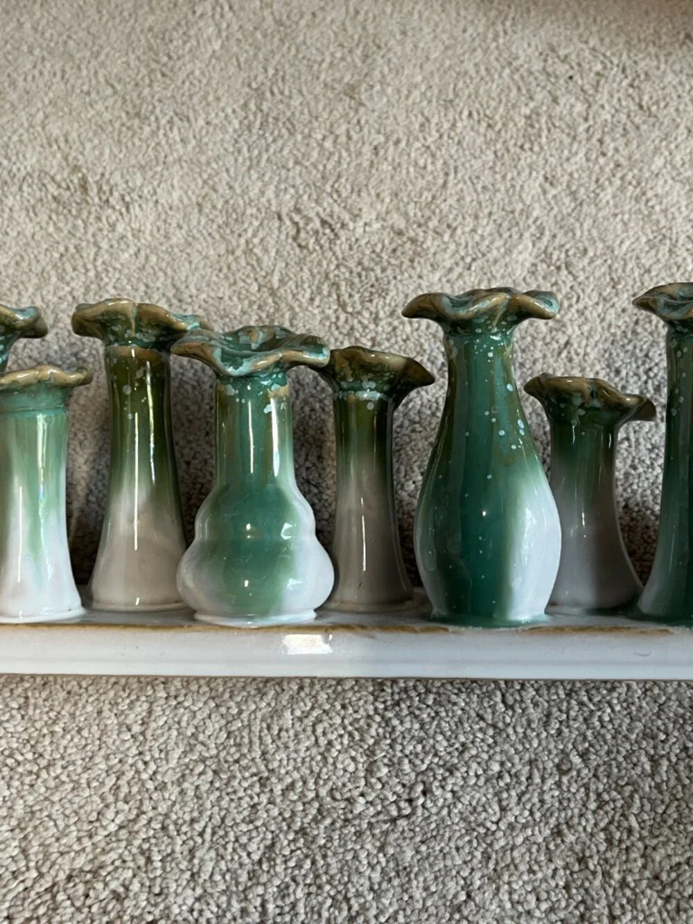 Tag Flourish Bud Vase Green Reactive Glaze